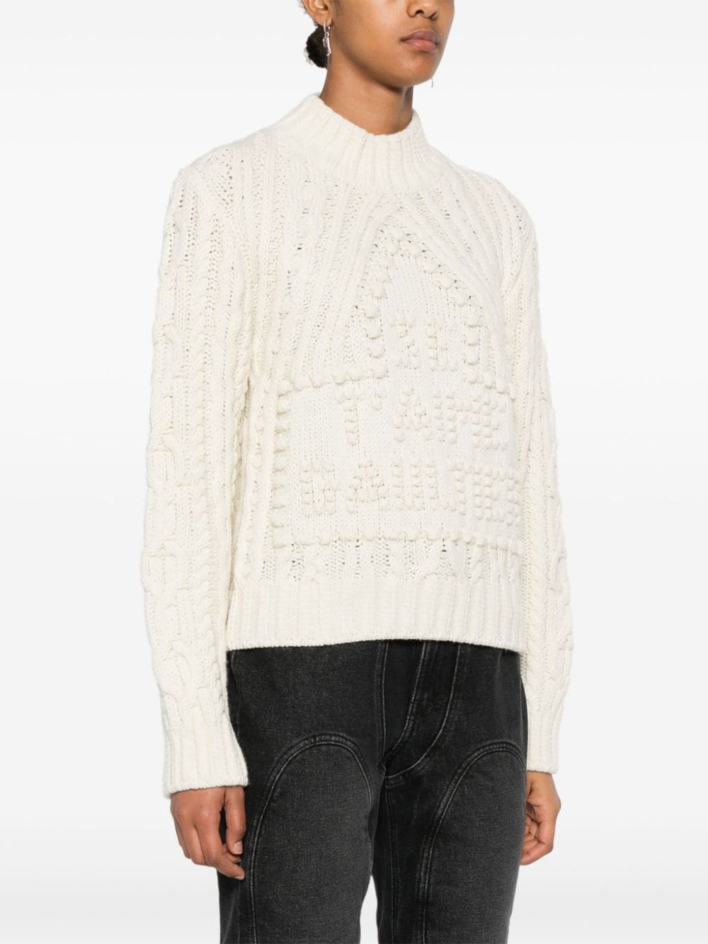 Shop Jean Paul Gaultier Chunky Knit High-neck Sweater In White