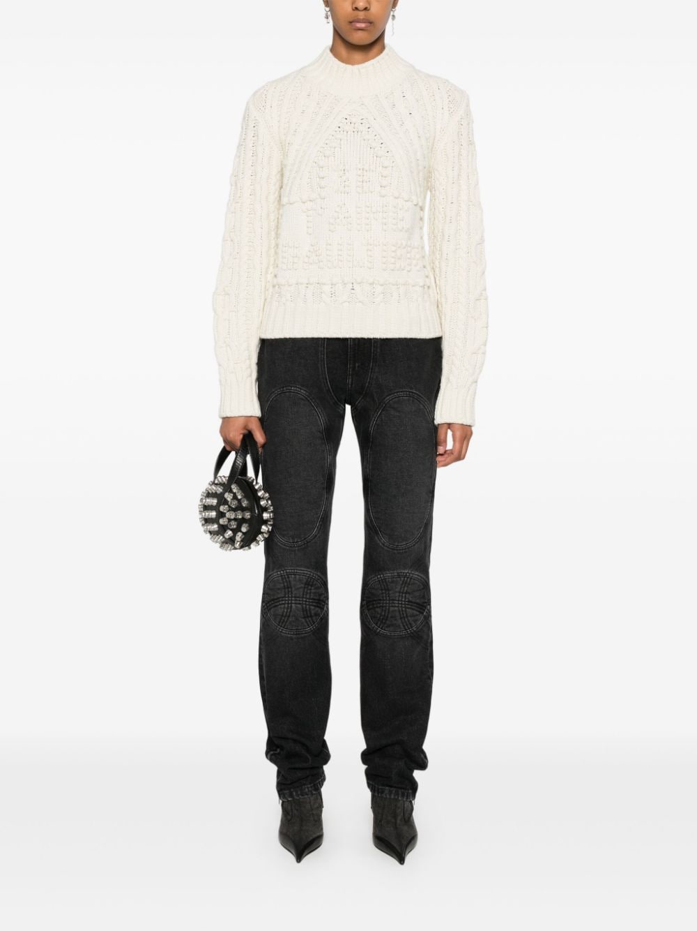 Shop Jean Paul Gaultier Chunky Knit High-neck Sweater In White