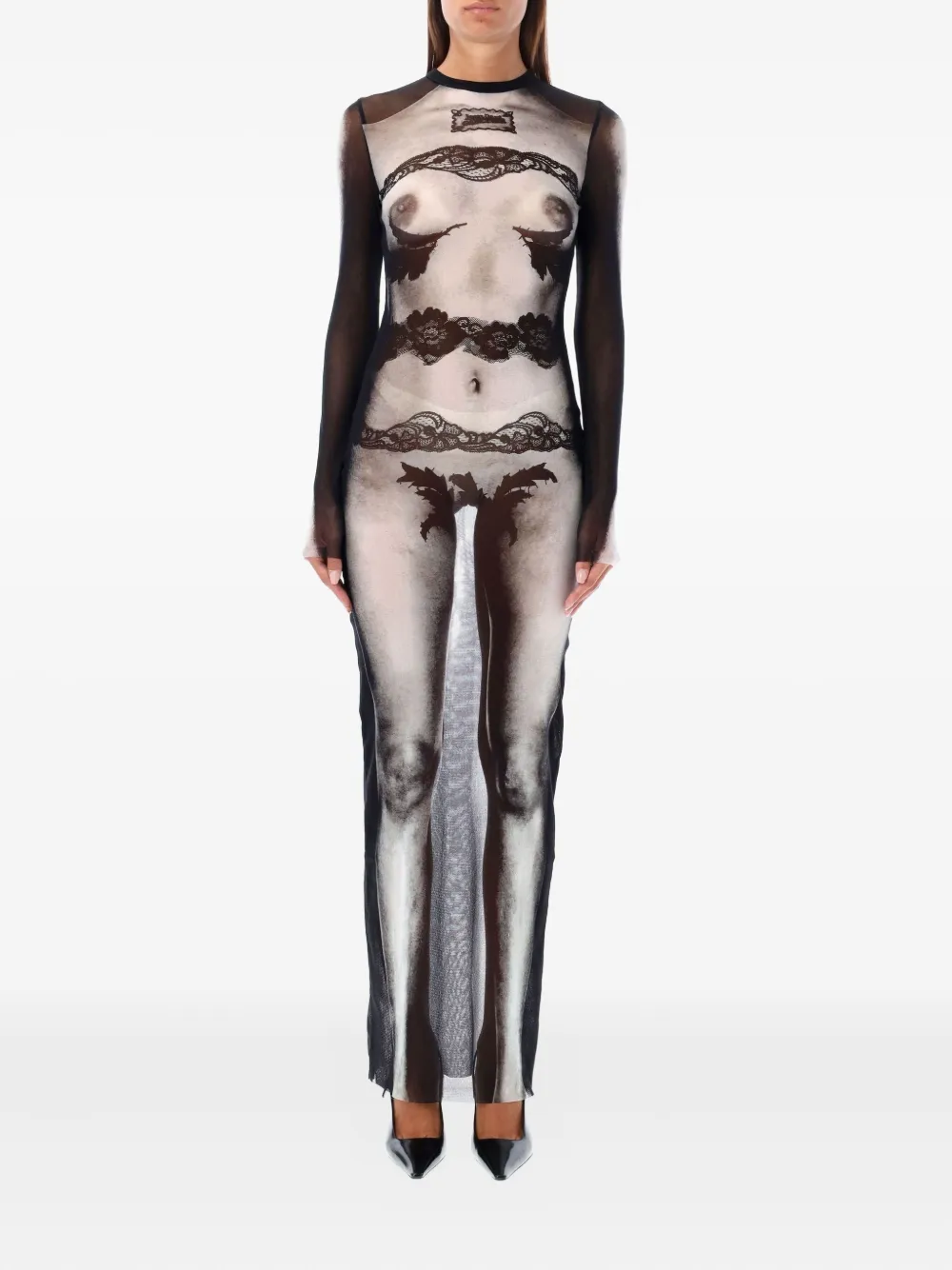Jean Paul Gaultier Maxikleid mit Print | Schwarz | Image 1