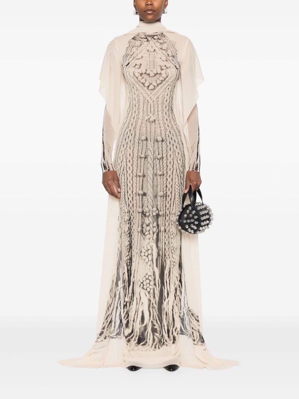 Shop Jean Paul Gaultier Knit-print Maxi Dress In Neutrals