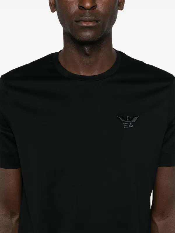 Emporio Armani logo-embroidered T-shirt | Black | FARFETCH JO