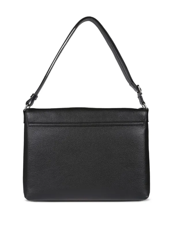 Orciani Textured Black Leather Shoulder Bag