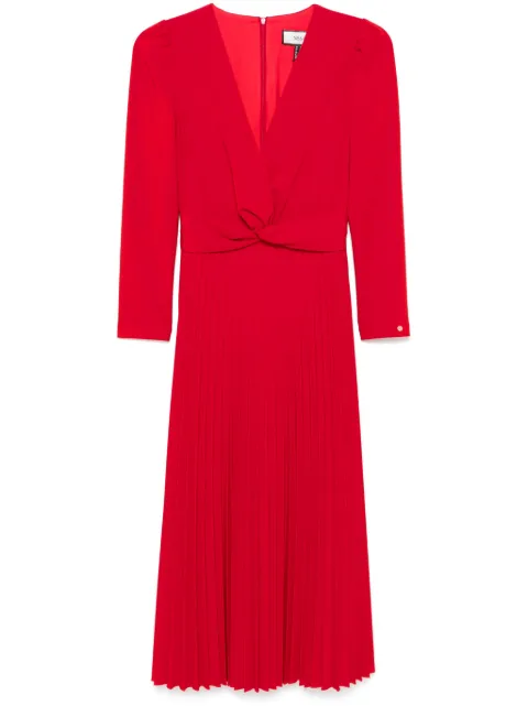 NISSA pleated V-neck midi dress