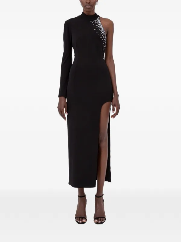 asymmetrical neckline black dress Asymmetric Neckline Maxi Dress Black