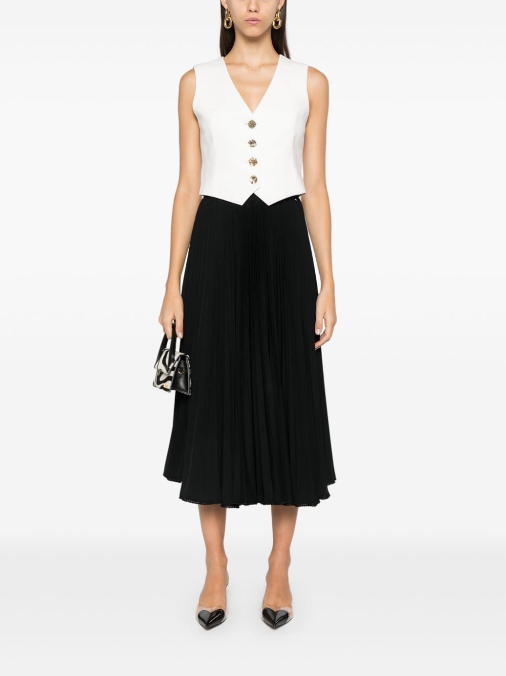 NISSA pleated high-waisted skirt - Zwart