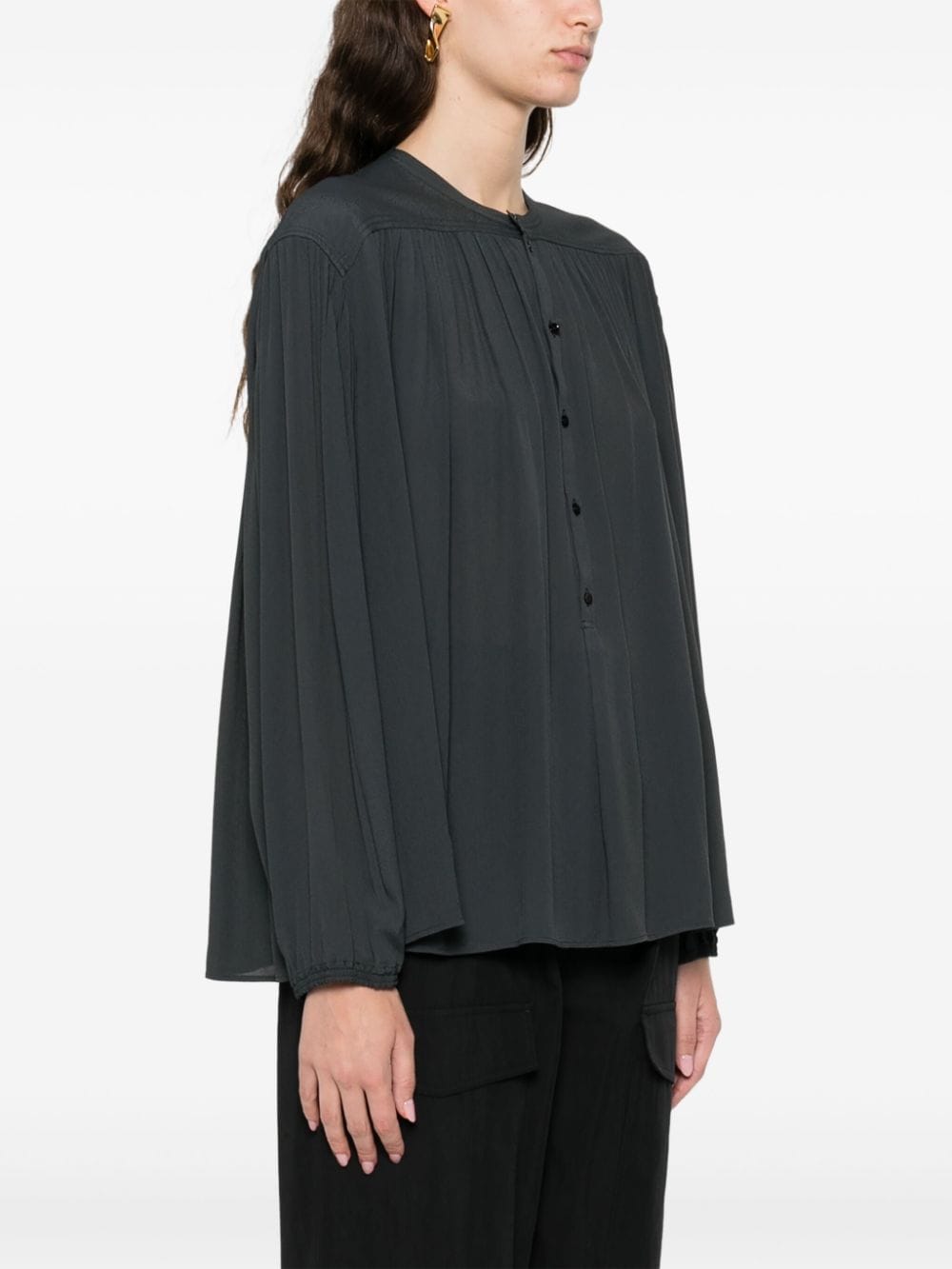 Shop Lemaire Gathered Blouse In Blue