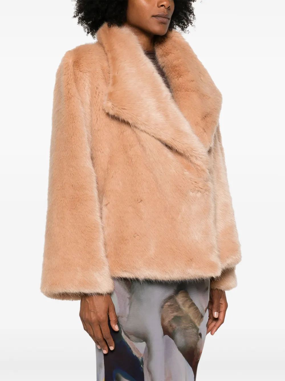 Amen Faux-fur Jacket In Neutrals