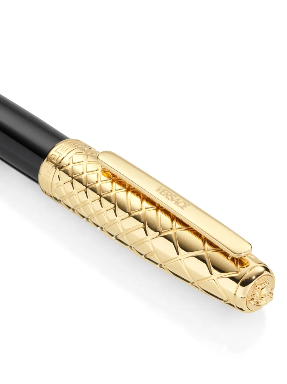 Versace Logo-engraved Ballpoint Pen In Black