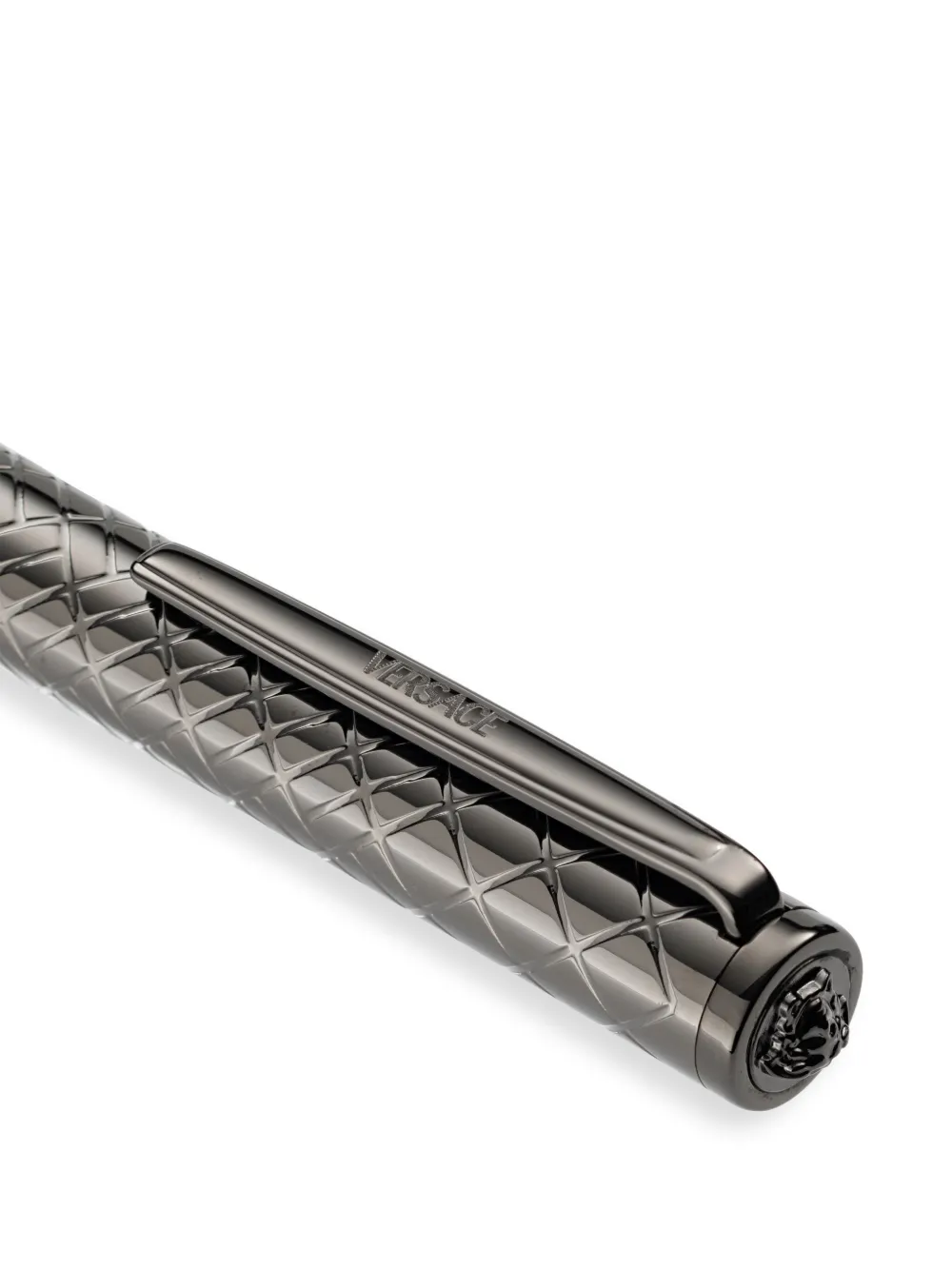 Versace logo-engraved ballpoint pen - Zwart