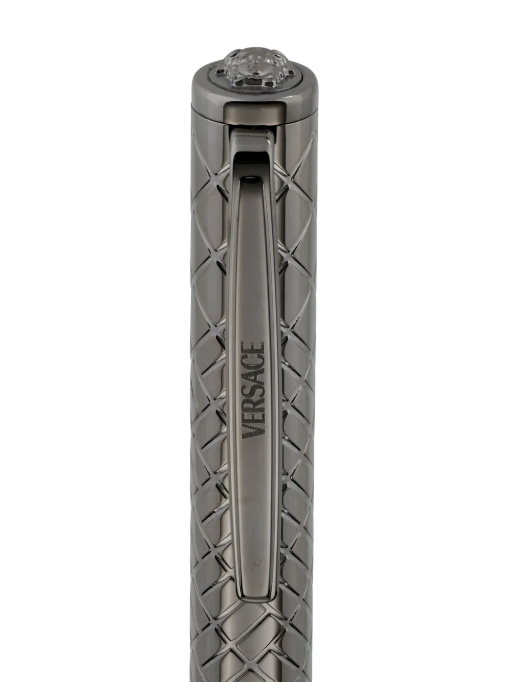 Versace Logo-engraved Ballpoint Pen In Black
