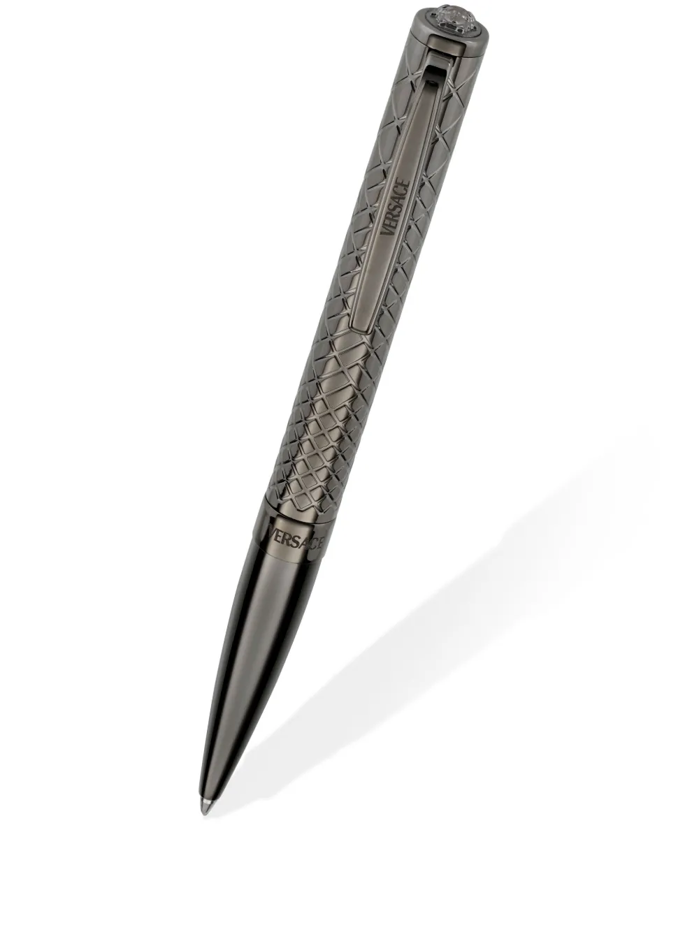 Versace Logo-engraved Ballpoint Pen In Black