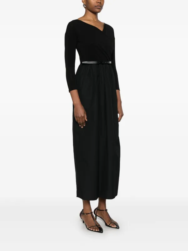 DT★Max Mara★LACRIMA グログランベルト付きドレス S MAX MARA VIOLAロングシルクオーガンザドレス (S Max Mara
