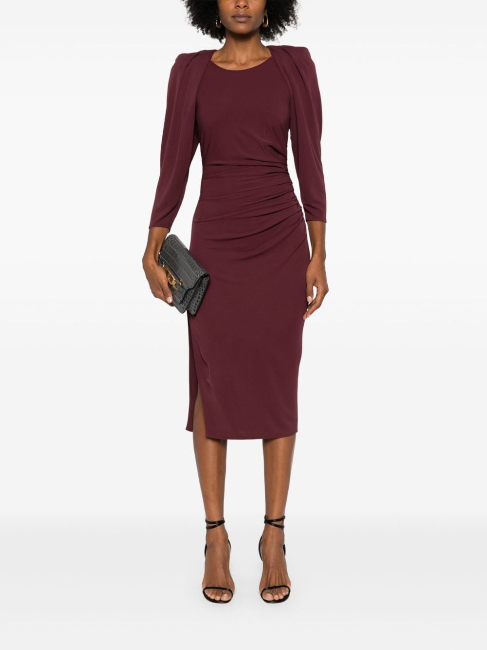 Shop Elisabetta Franchi Side-zip Jersey Midi Dress In Red