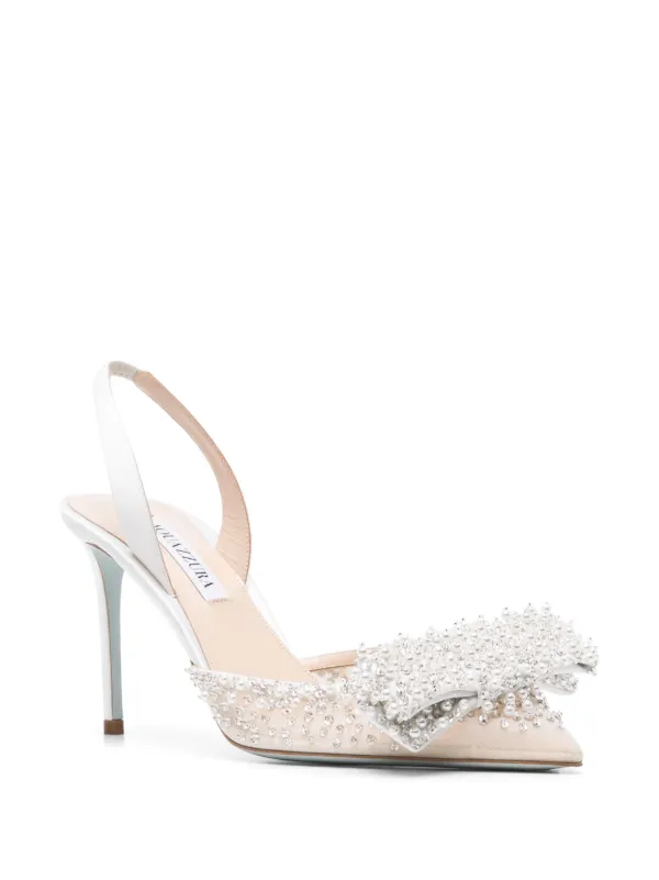 Aquazzura 85mm Melodie Slingback Pumps | White | FARFETCH