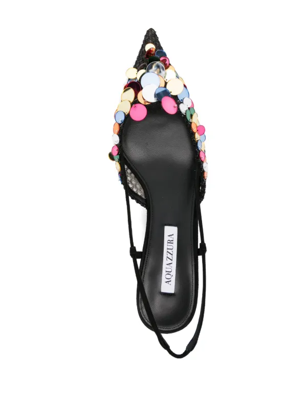 AQUAZZURA ブラックレザー ミュール Aquazzura Leather Crisscross Mule Sandals | Neiman Marcus