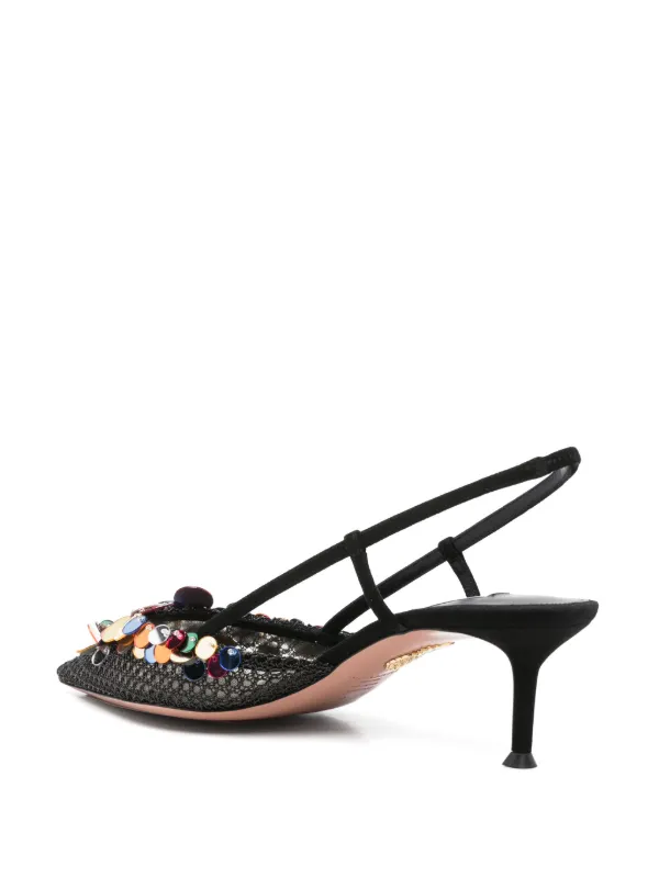AQUAZZURA ブラックレザー ミュール Aquazzura 50mm Can Can Pumps | Black | FARFETCH