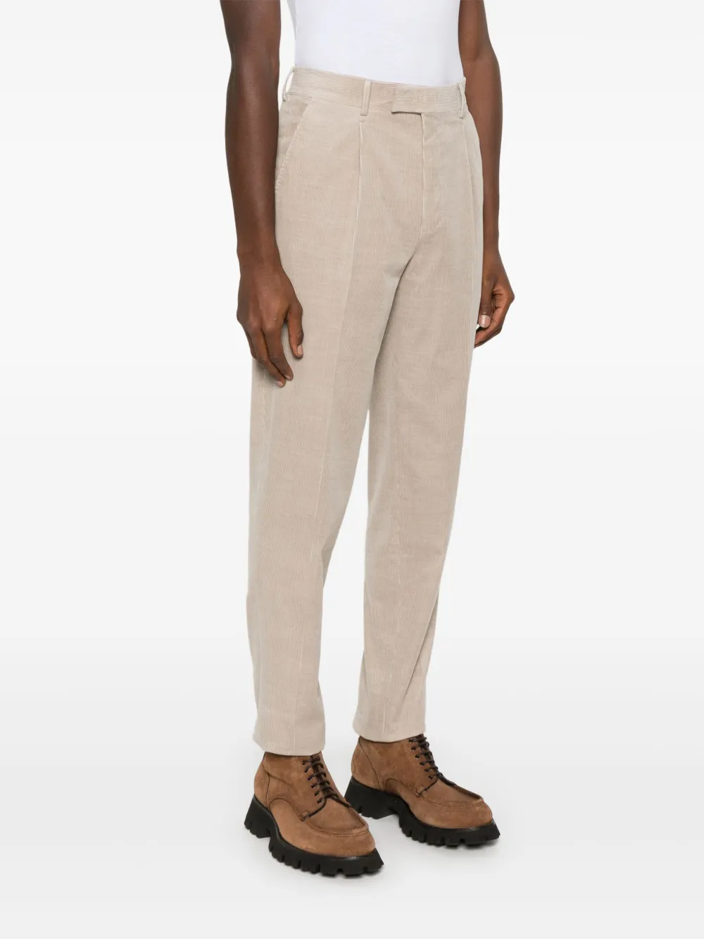 Shop Zegna Corduroy Trousers In Neutrals