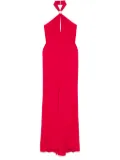 Elisabetta Franchi logo-plaque draped gown - Red