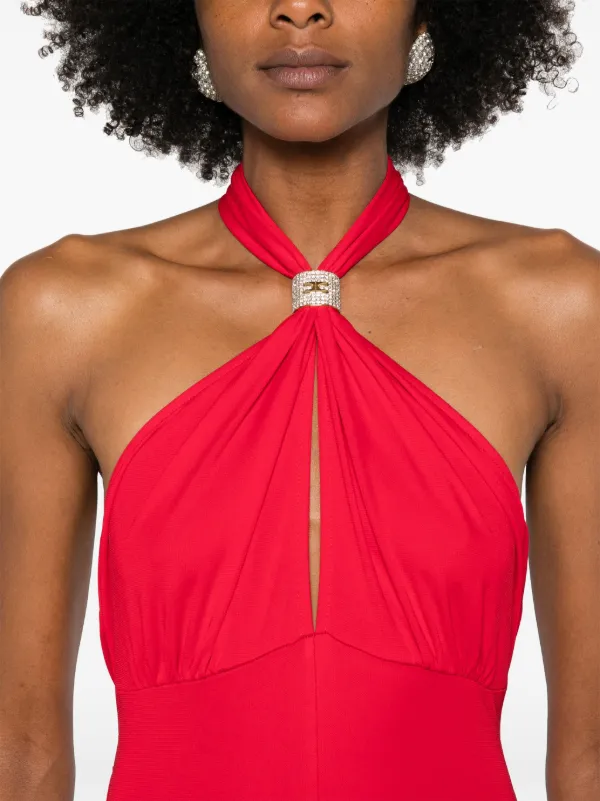 Elisabetta Franchi ドレープ イブニングドレス | レッド