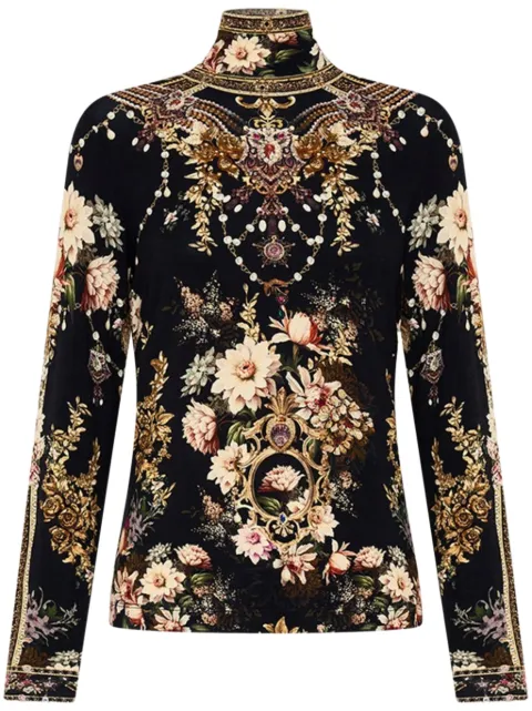 Camilla roll-neck jersey top