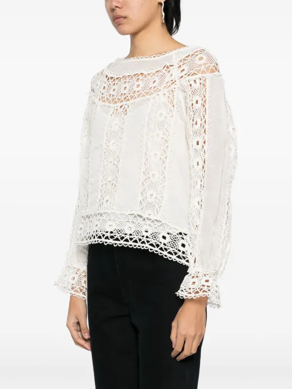 Johnny Was Danila Lace Blouse | Neutrals | FARFETCH