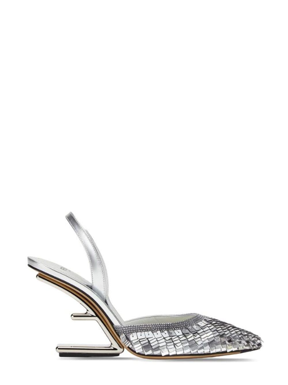 FENDI First Silver sequin high-heeled slingbacks