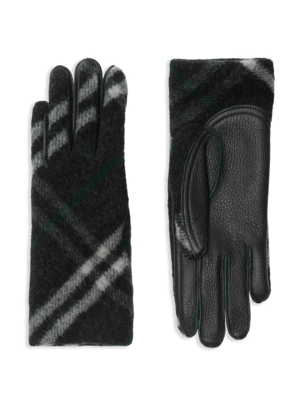 Shop Burberry Check Wool Gloves In Grey