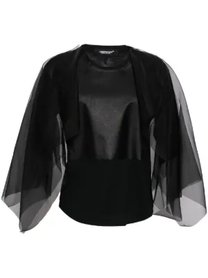 Amomento Knotted Collar Top | Black | FARFETCH