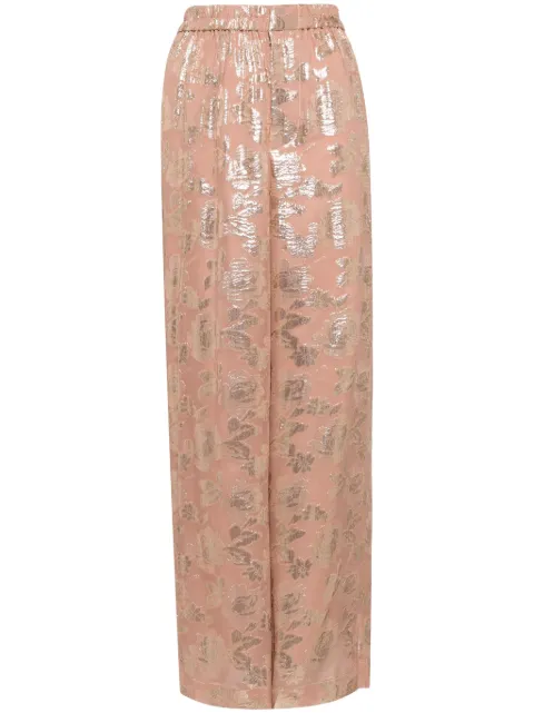 Biyan floral-jacquard trousers