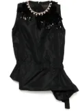 Biyan embellished neckline taffeta top - Black