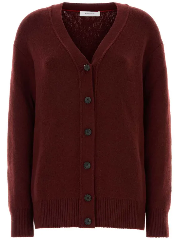 Ferragamo V-neck Cardigan in Red