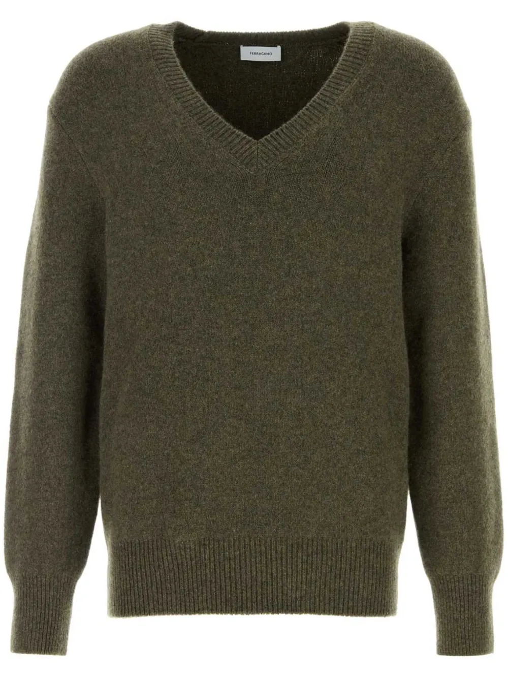 Ferragamo V-neck Jumper In Uniformgreen|uniformgreen