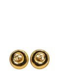 CHANEL Pre-Owned 1993 Gold Plated CC Round Clip On costume earrings