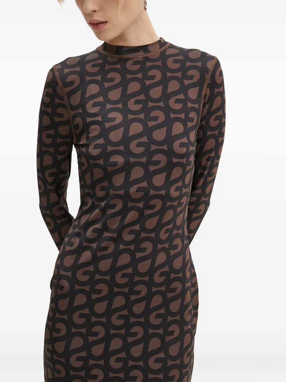 Stine Goya Long-sleeved Midi Dress In Brown