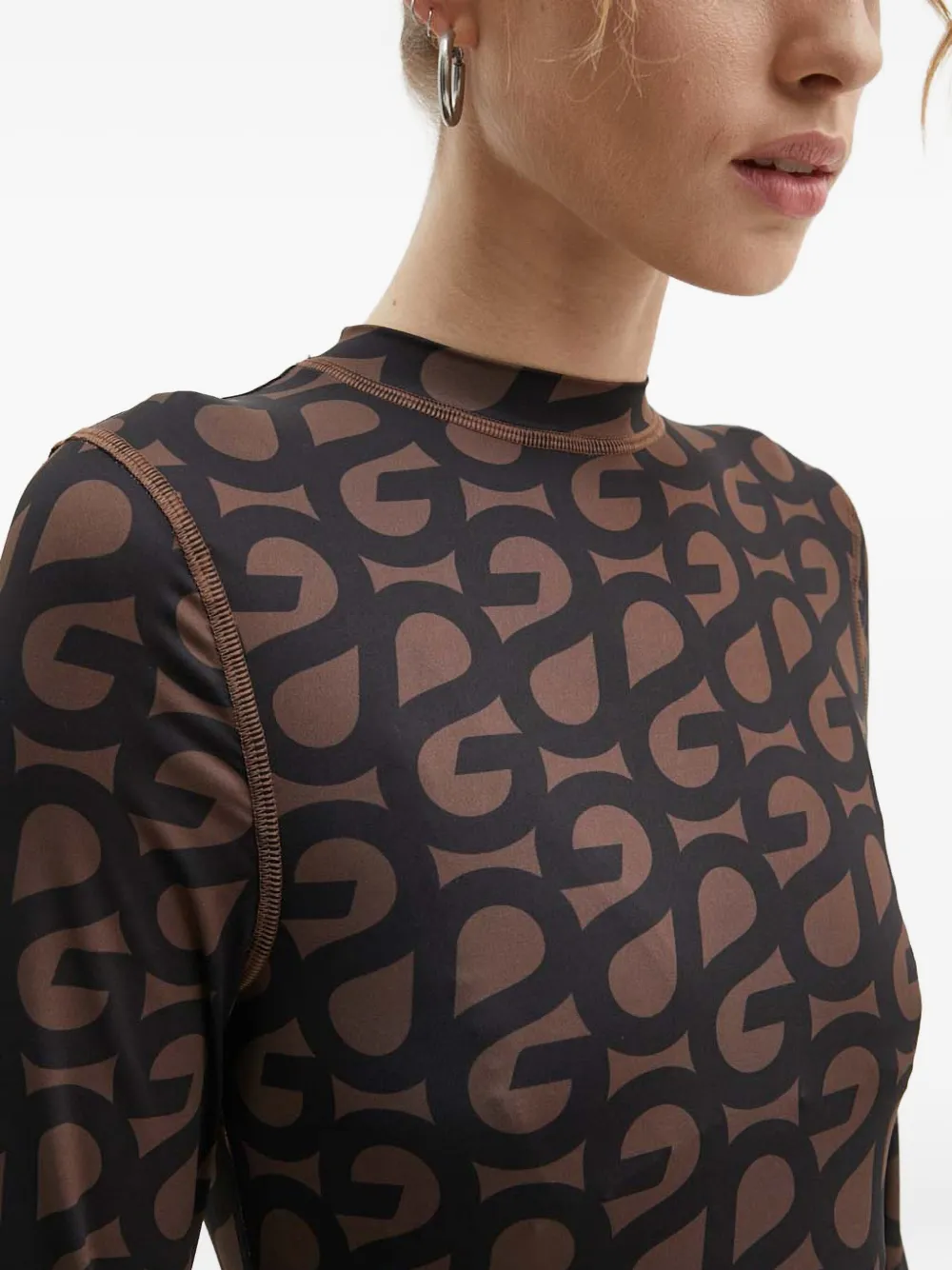 Stine Goya Long-sleeved Midi Dress In Brown