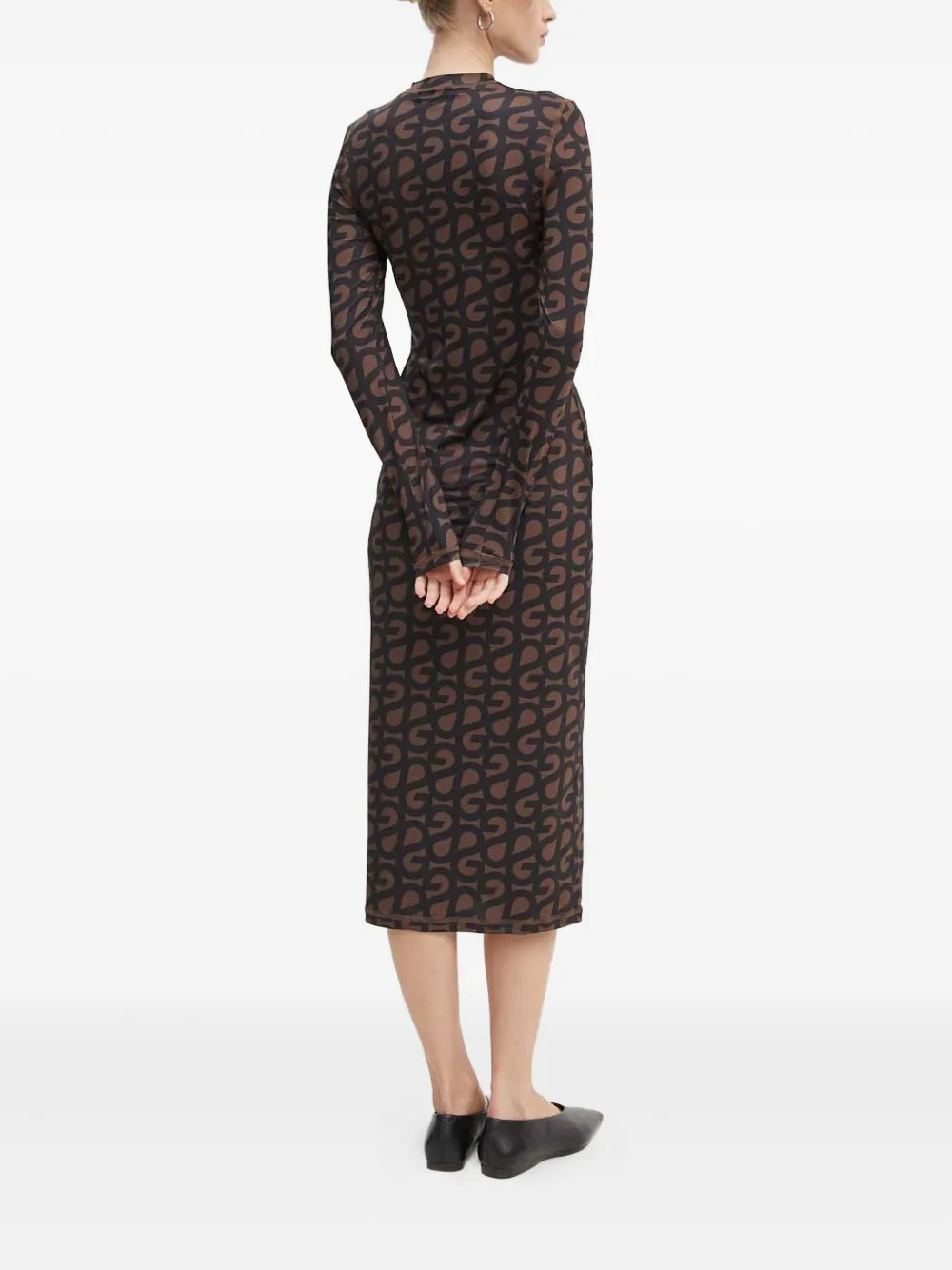 Stine Goya Long-sleeved Midi Dress In Brown
