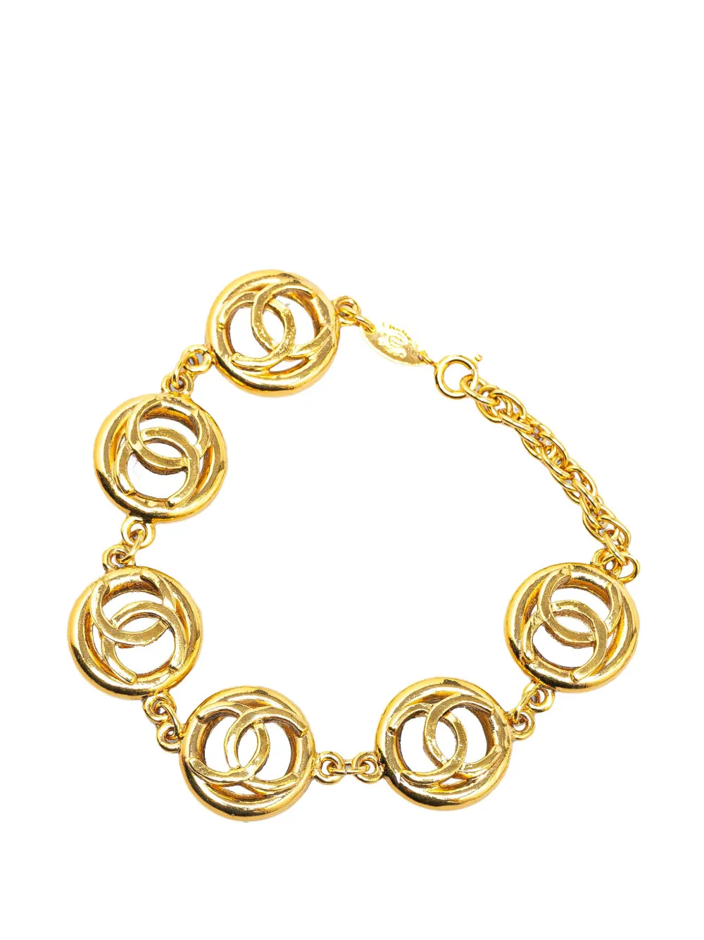 Pre-owned Chanel 1983 Gold Plated Cc Chain Costume Bracelet In 金色