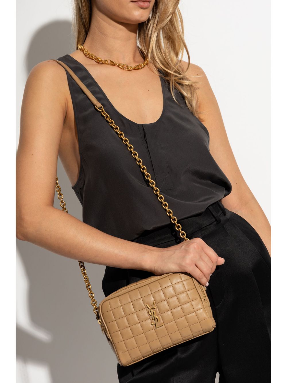 Shop Saint Laurent Cassandre Cross Body Bag In Neutrals