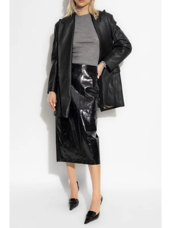 【送料&関税込】SportMax Black Leather Skirt Sportmax Leather Skirt | Black | FARFETCH JO