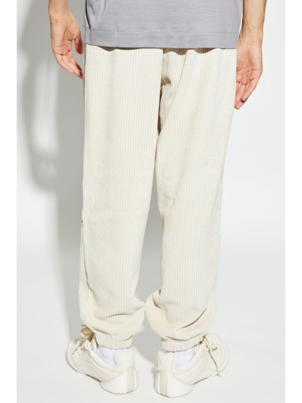 Shop Emporio Armani Corduroy Track Pants In Neutrals