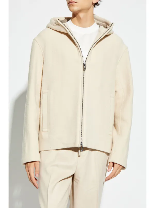 Zipped bomber jacket in technical stretch nylon | Emporio Armani