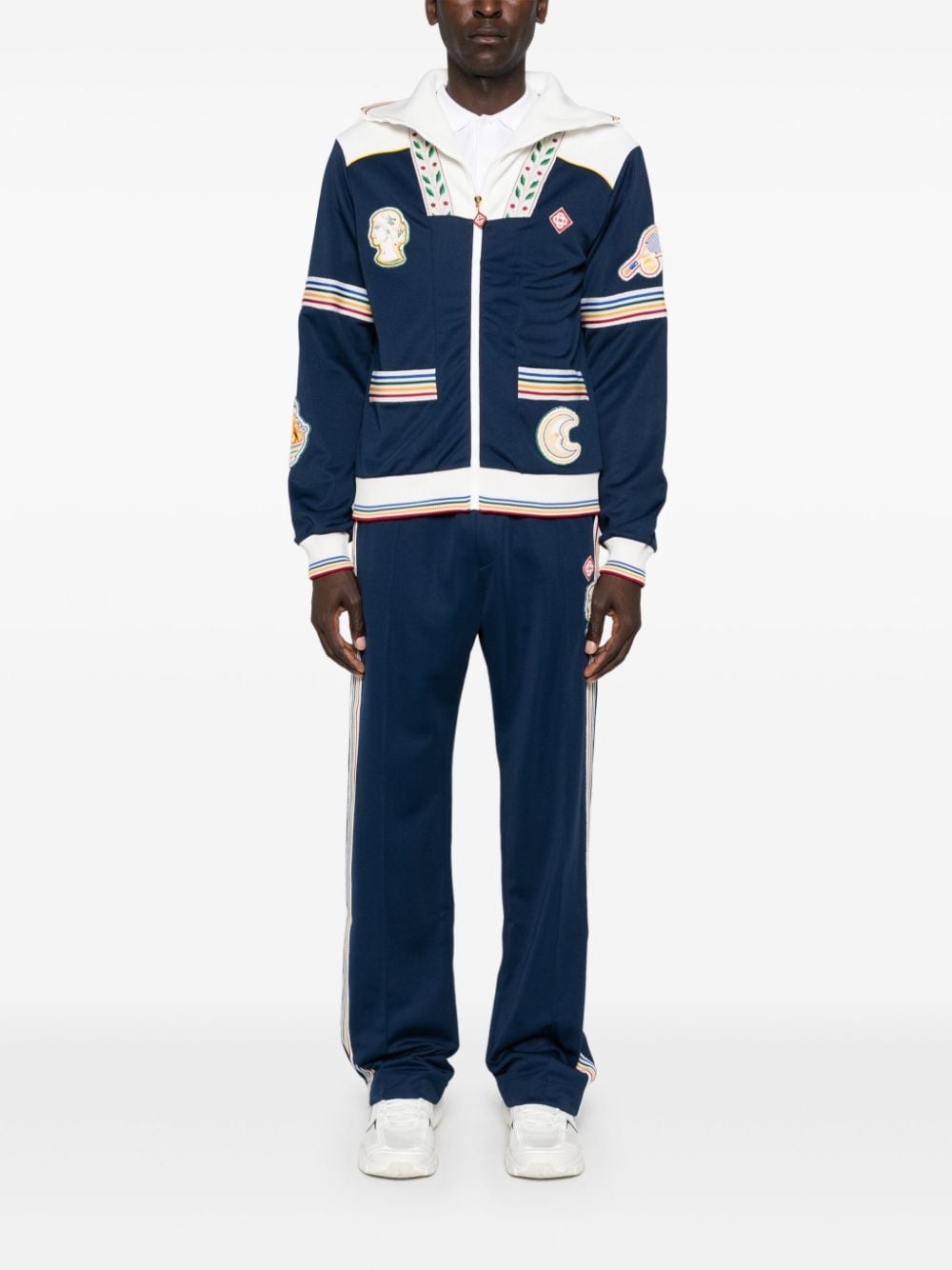 Shop Casablanca Varsity Track Pants In Blue