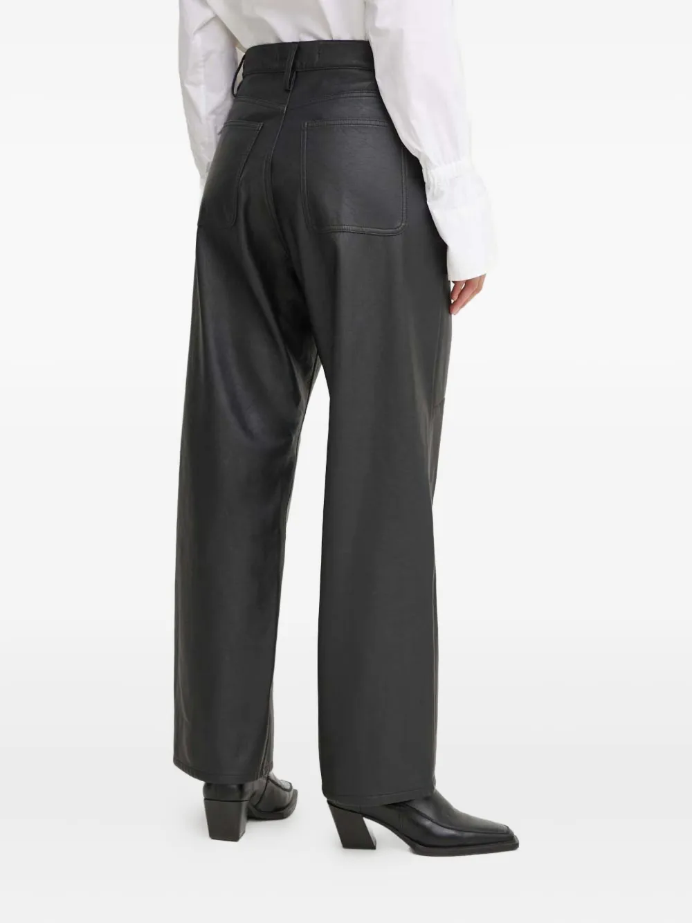 Won Hundred Leren broek met zakken Zwart