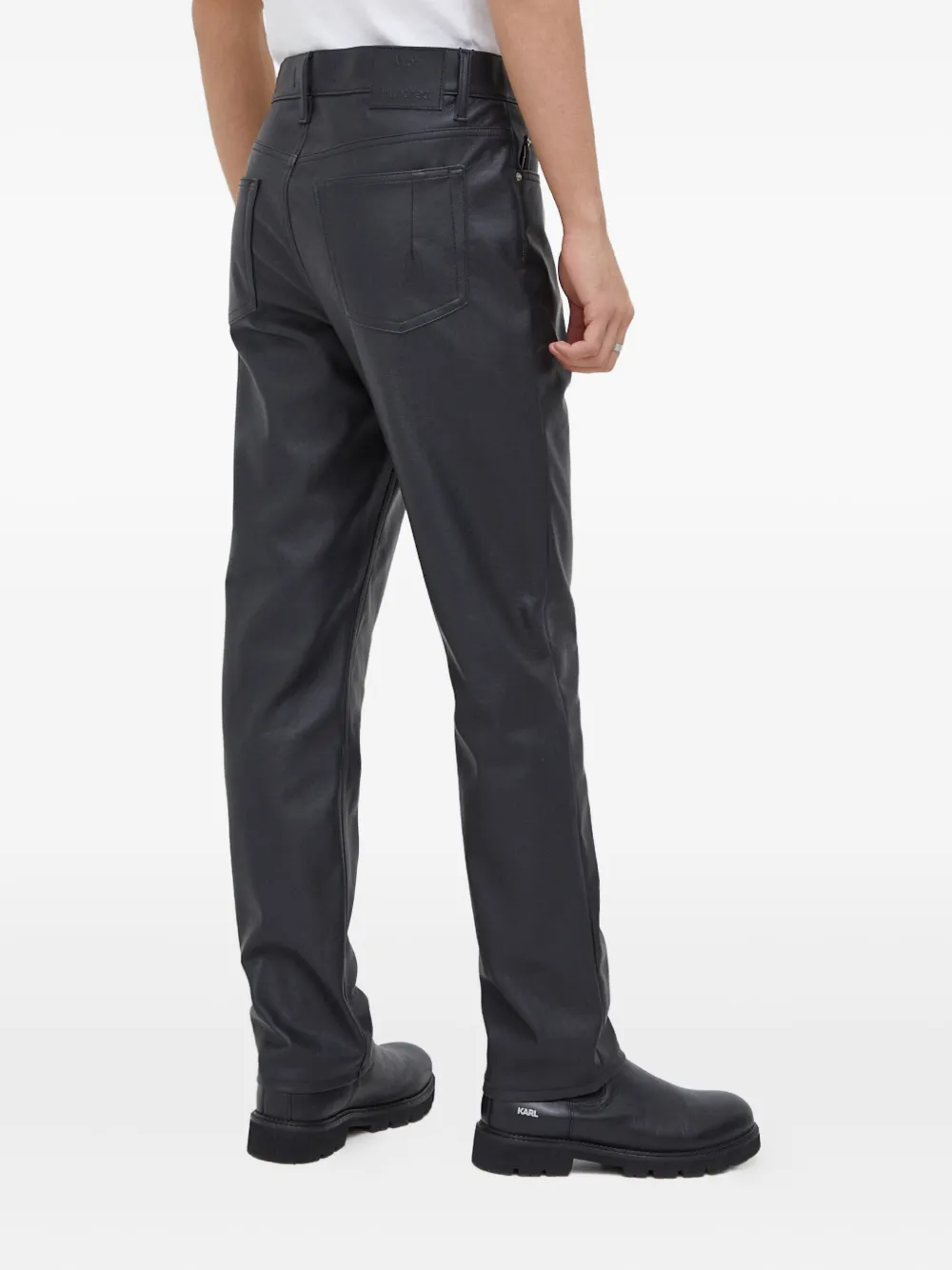  Won Hundred Pockets Logo-patch Leather Trousers - Black 