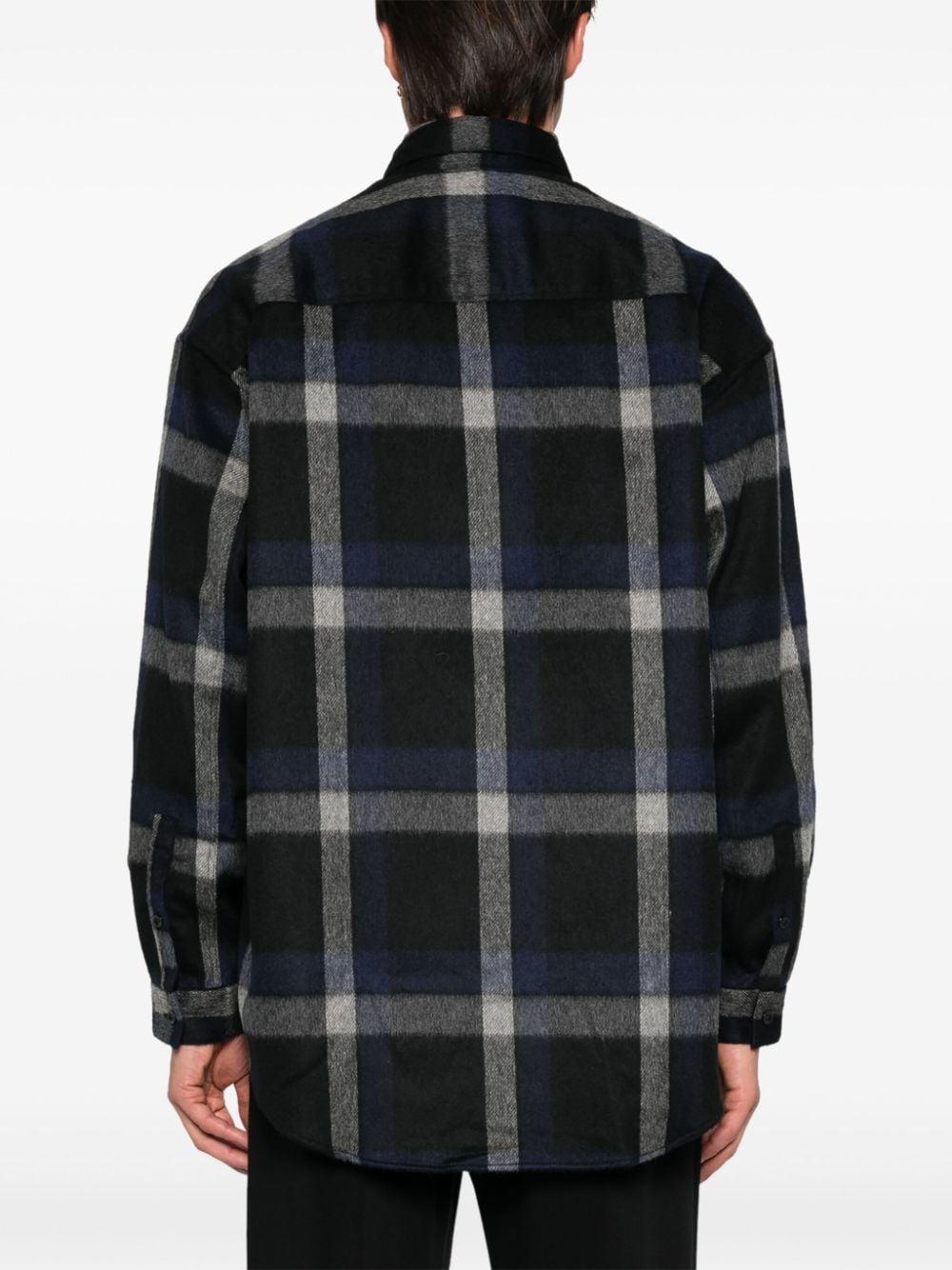 Shop Emporio Armani Checked Shirt In Grey