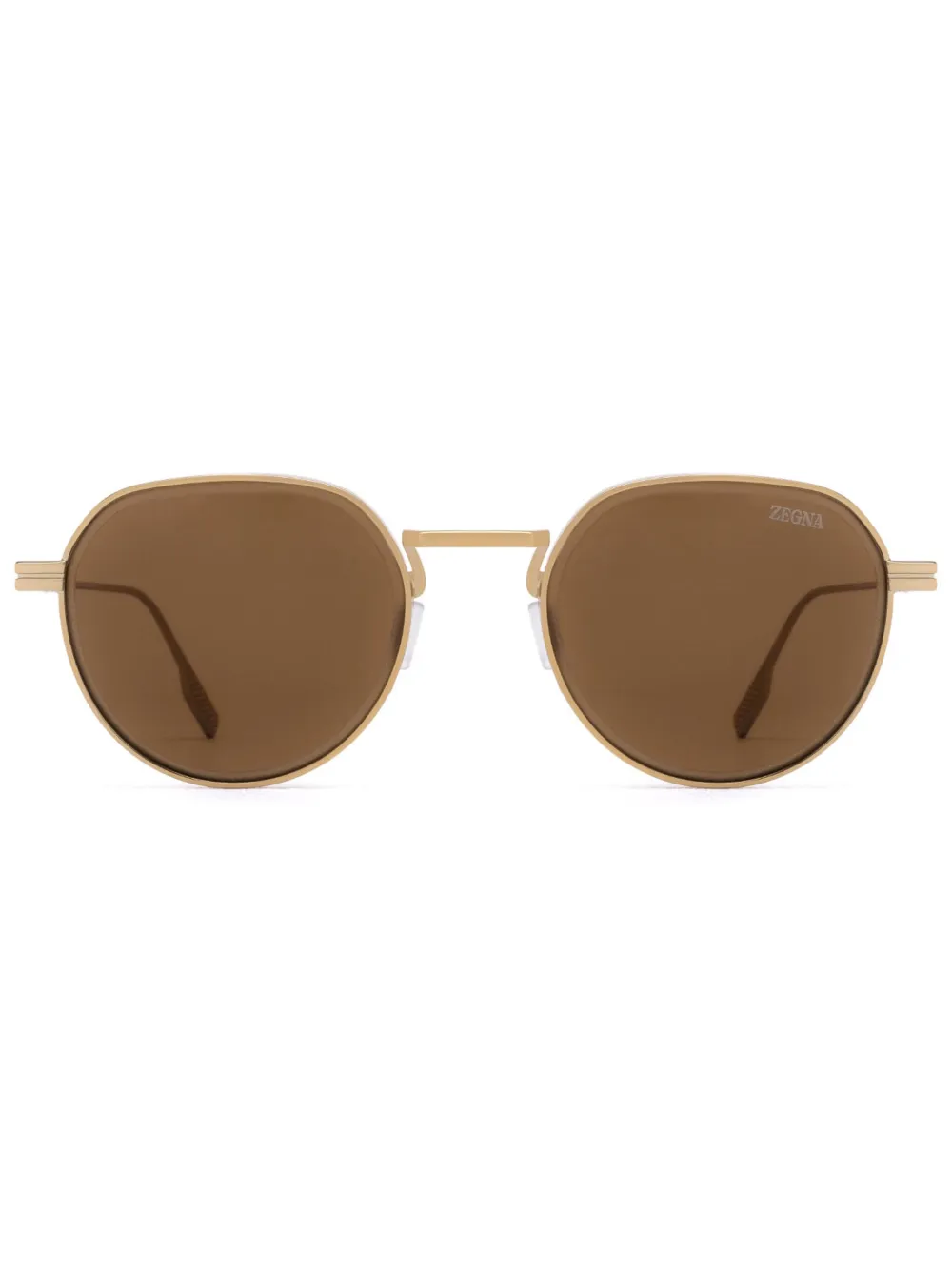 Zegna Zonnebril met rond montuur Goud