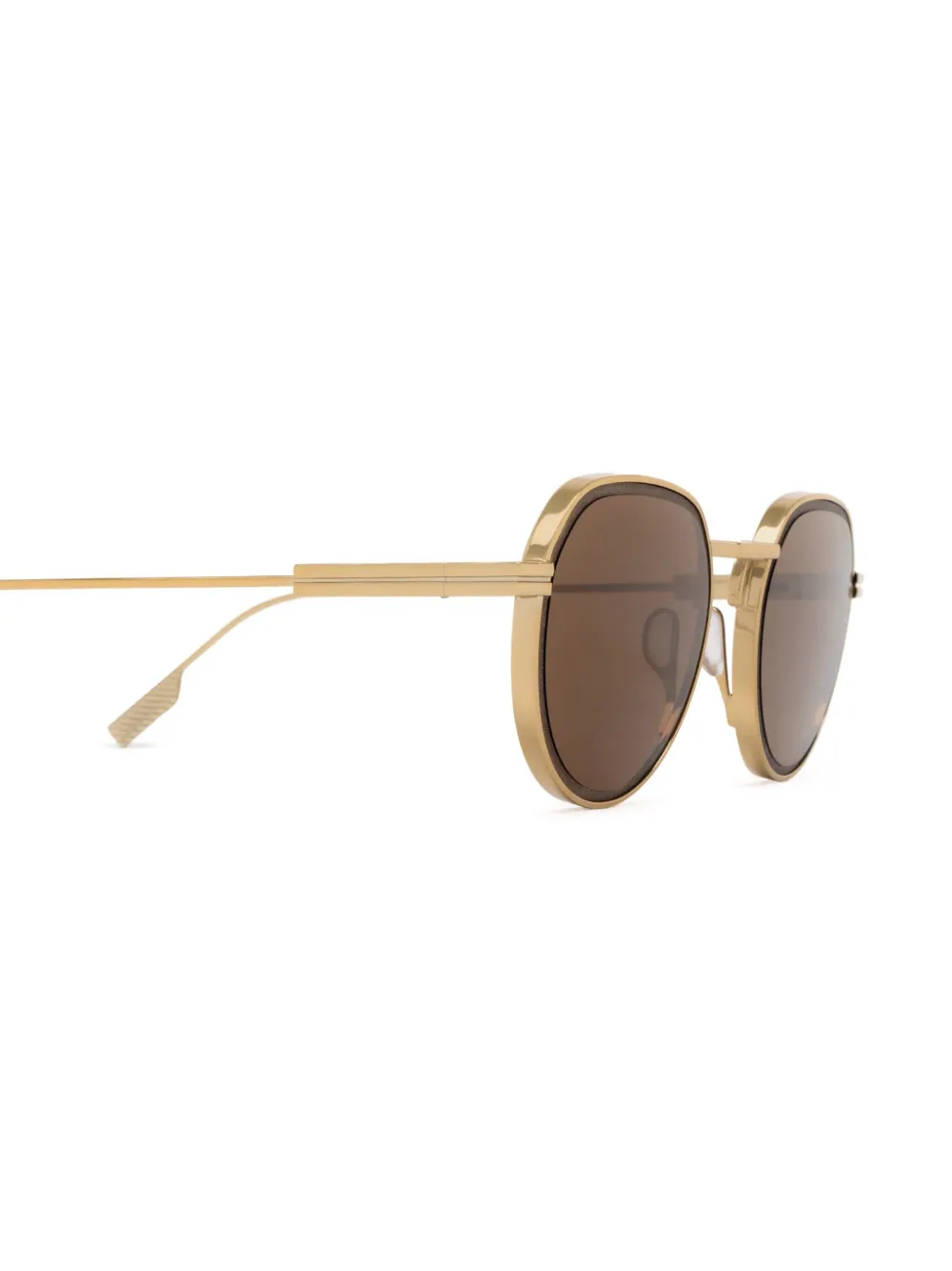 Zegna Zonnebril met rond montuur Goud