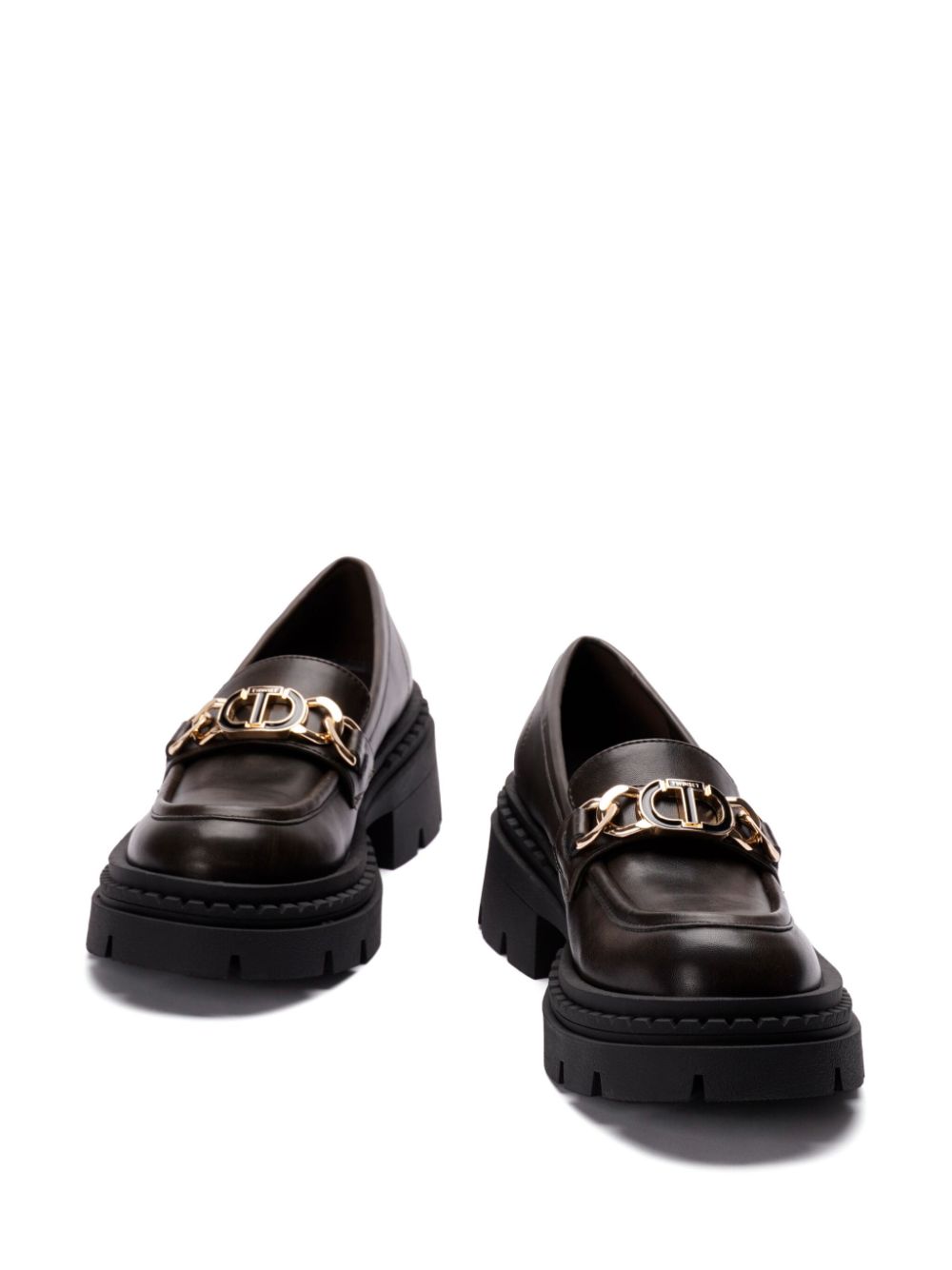 Shop Twinset Oval T Loafers In 11946 Coffee Chocolate