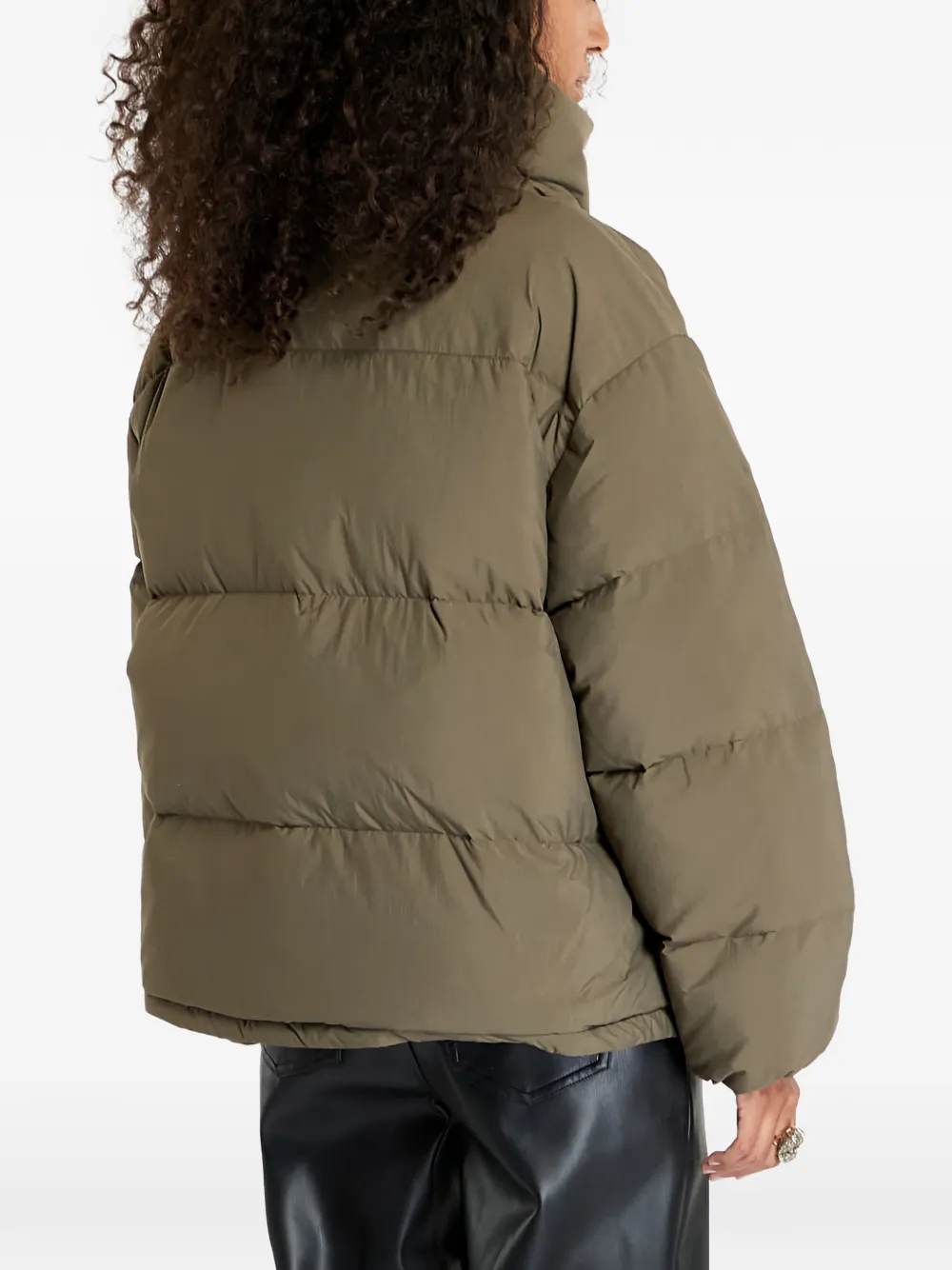 Calvin Klein Button High-neck Jacket In Green