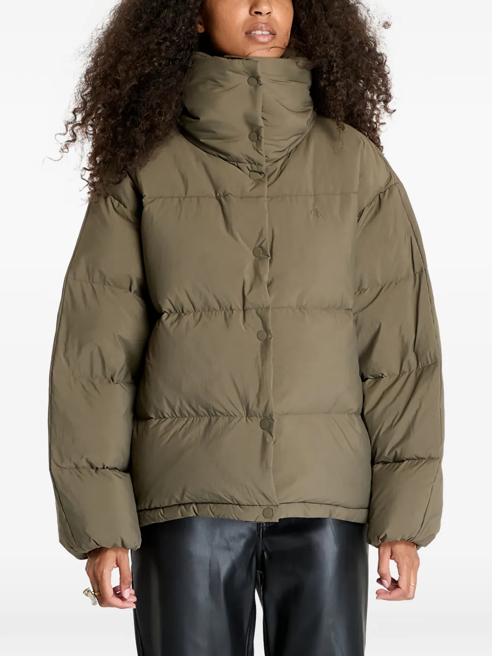 Calvin Klein button high-neck jacket | 灰色 | Image 1